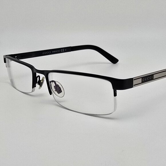Gucci GG1928 003 Matte Black Silver Semi-Rimless Eyeglasses Frame w/ Flexhinge - Picture 1 of 13